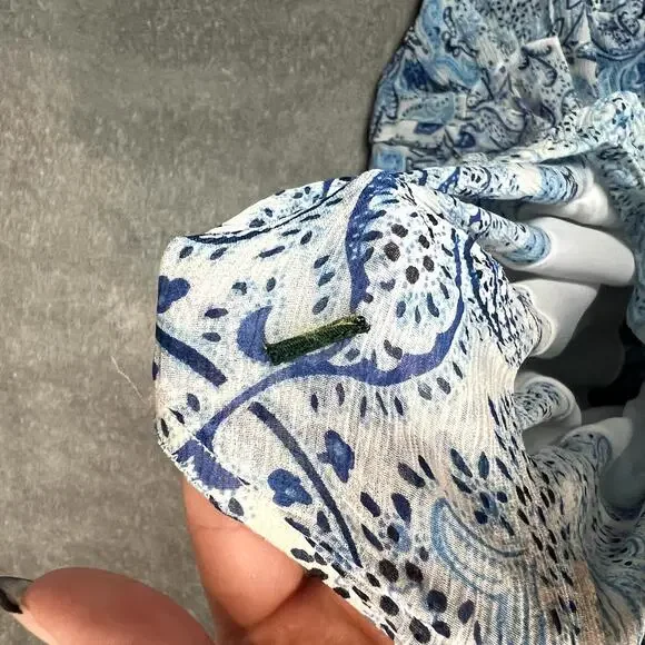 Ralph Lauren Tiered Maxi Skirt Womens S Blue Paisley 100% Silk Bohemian Gypsy - Picture 4 of 9